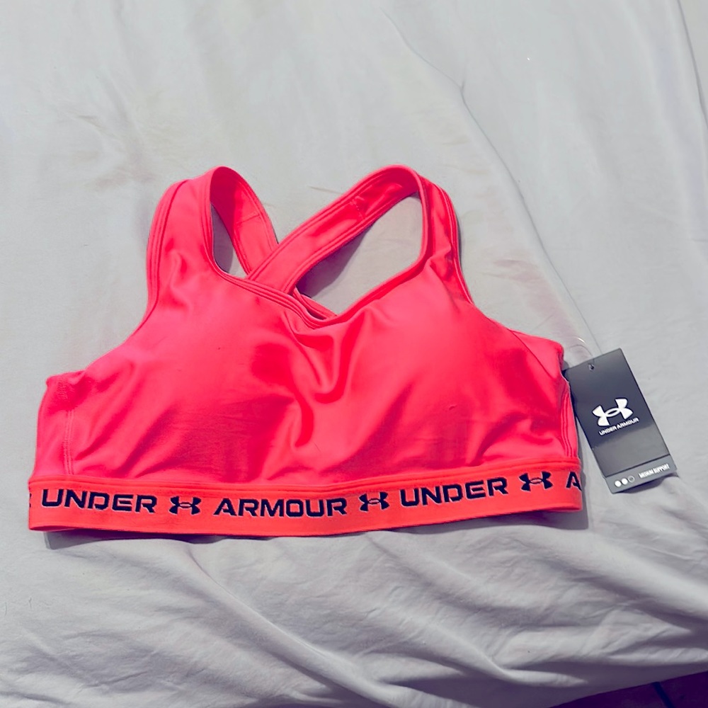 Hot pink sport bra.